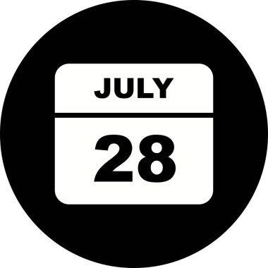 28 Temmuz tarih tek günlük takvim