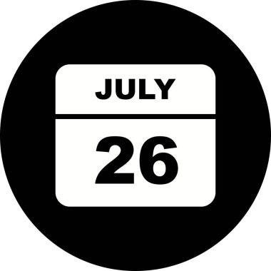 26 Temmuz tarih tek günlük takvim