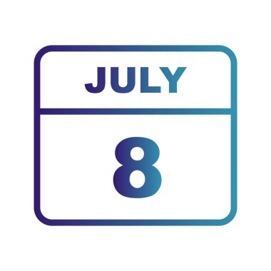 8 Temmuz tarihinde tek bir gün takvimi