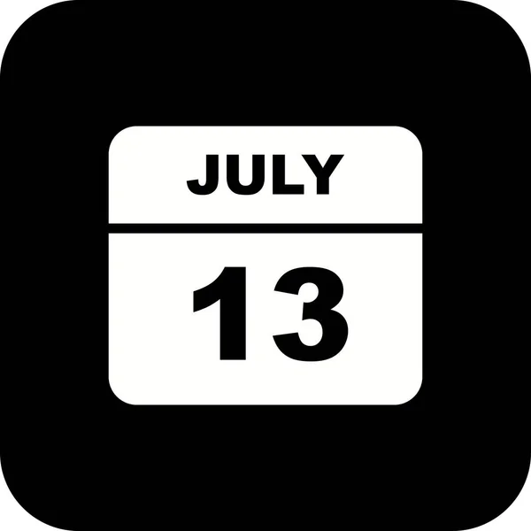 13 de julio Fecha en un calendario de un solo día — Foto de Stock