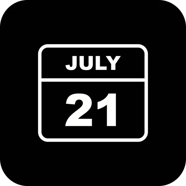 July 21st Date on a Single Day Calendar — Stock Photo, Image