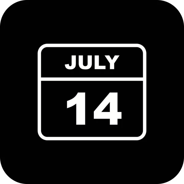 14 lipca Data w kalendarzu jednodniowe — Zdjęcie stockowe