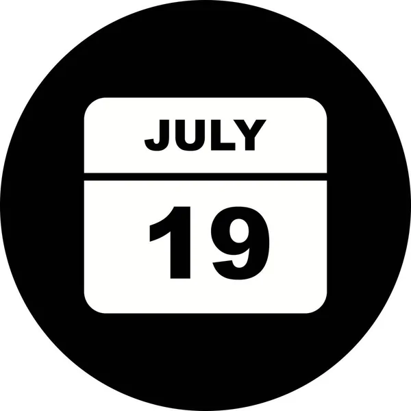 19 juli datum på en enda dag kalender — Stockfoto