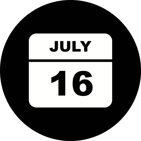 16 luglio Data in un unico giorno Calendario — Foto Stock