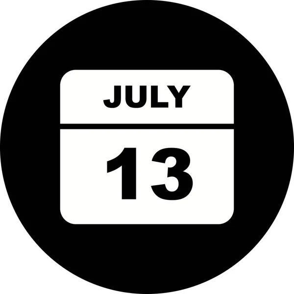 13 Luglio Data su un Calendario Unico — Foto Stock