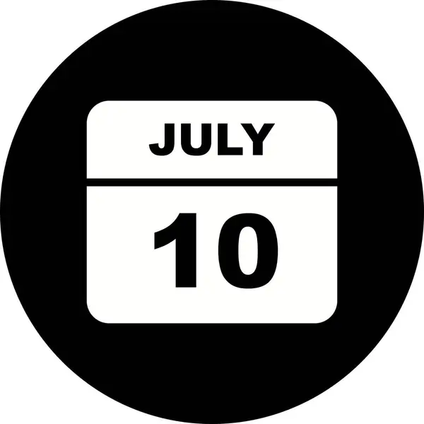 单日日历上的7月10日日期 — 图库照片