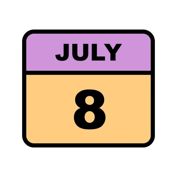 8 de julio Fecha en un calendario de un solo día — Foto de Stock