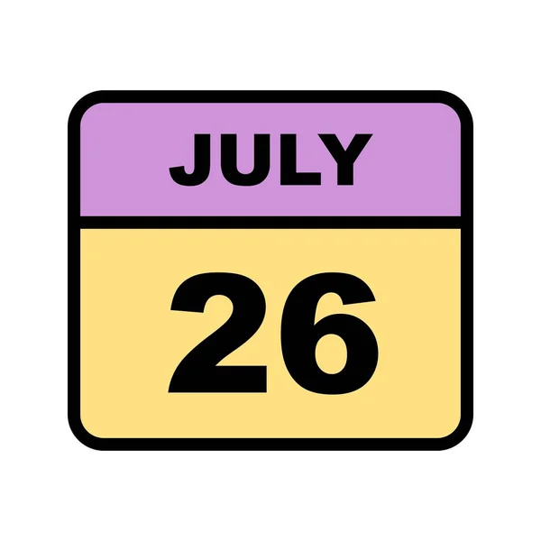 26 juillet Date sur un calendrier d'un seul jour — Photo