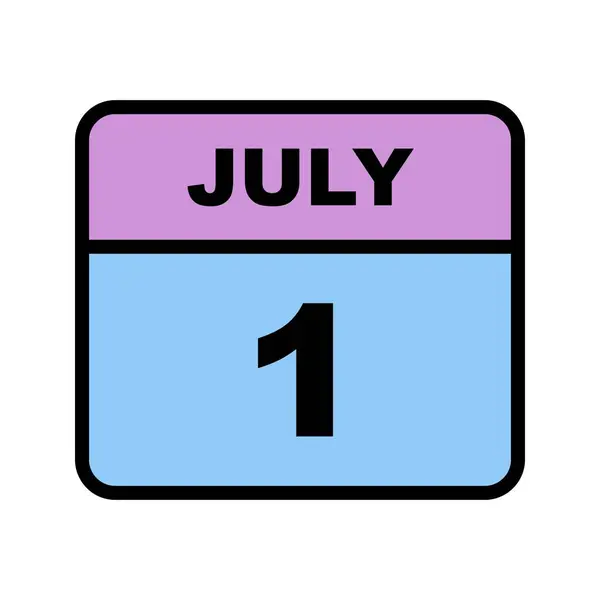 1 de julio Fecha en un calendario de un solo día — Foto de Stock