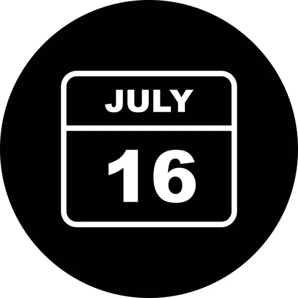 16 de julho Data em um calendário único dia — Fotografia de Stock