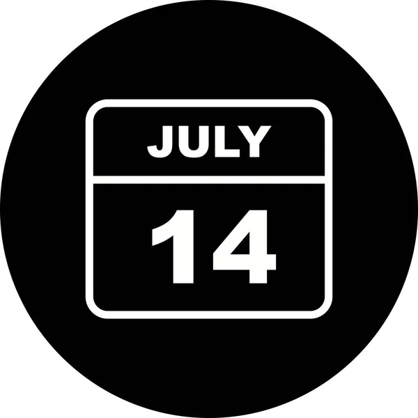 14. Juli Datum an einem einzigen Tag Kalender — Stockfoto