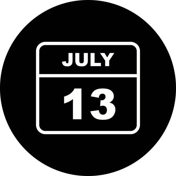 单日日历上的7月13日日期 — 图库照片