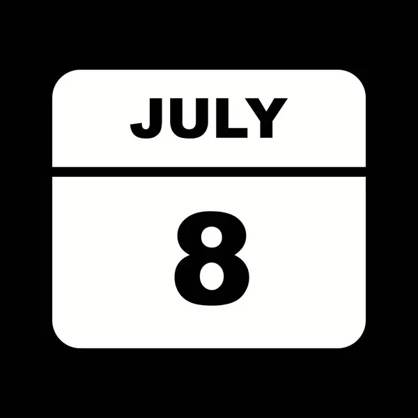 08 de julho Data em um calendário único dia — Fotografia de Stock