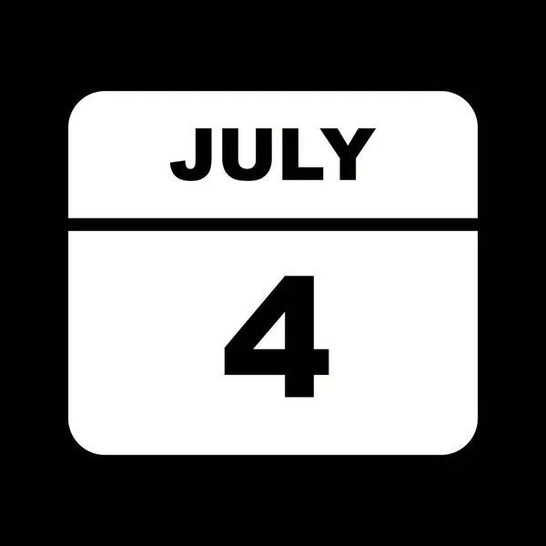 Дата 4 июля в календаре одного дня — стоковое фото