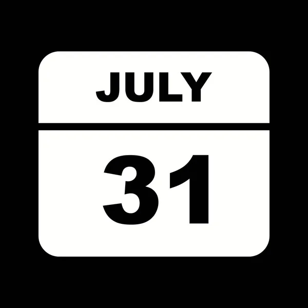 31 juli datum op een enkele dag kalender — Stockfoto