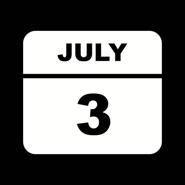 03 de julho Data em um calendário único dia — Fotografia de Stock
