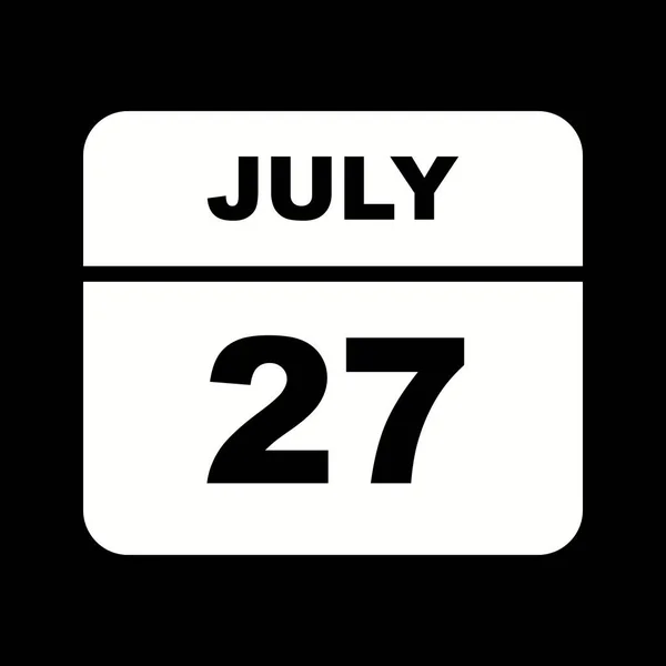 27 de julio Fecha en un calendario de un solo día — Foto de Stock