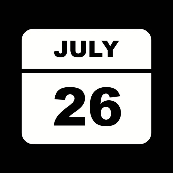 26 de julio Fecha en un calendario de un solo día —  Fotos de Stock
