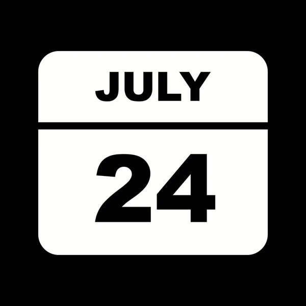 Дата 24 июля в календаре одного дня — стоковое фото