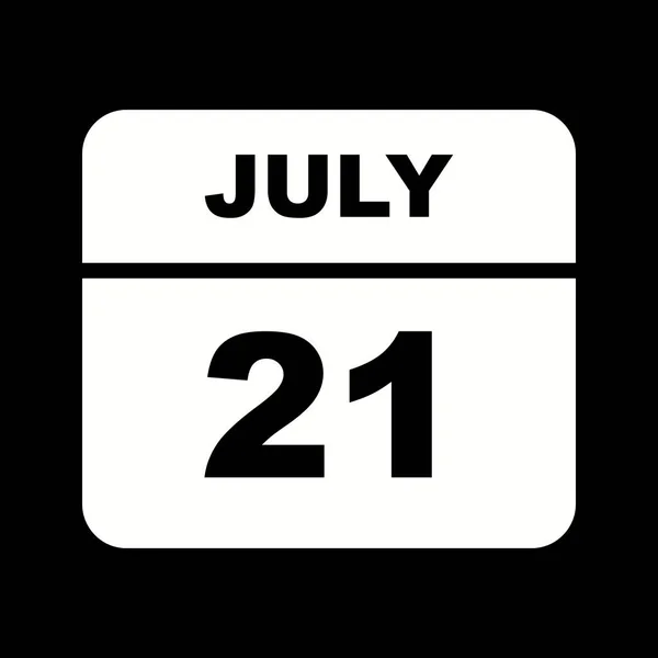 21 de julio Fecha en un calendario de un solo día —  Fotos de Stock