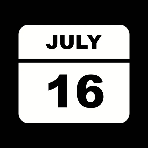 16 juillet Date sur un calendrier d'un seul jour — Photo