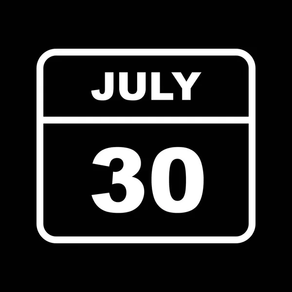 30 de julio Fecha en un calendario de un solo día — Foto de Stock