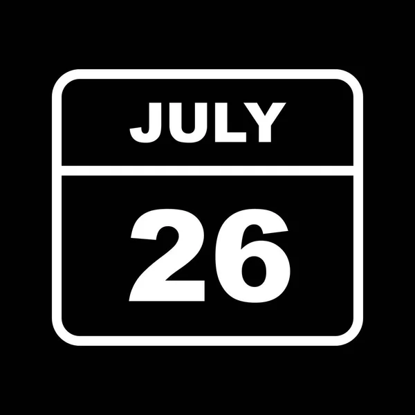 26 de julho Data em um calendário único dia — Fotografia de Stock