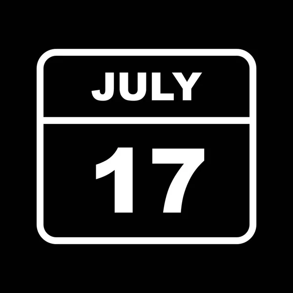 17 juillet Date sur un calendrier d'un seul jour — Photo