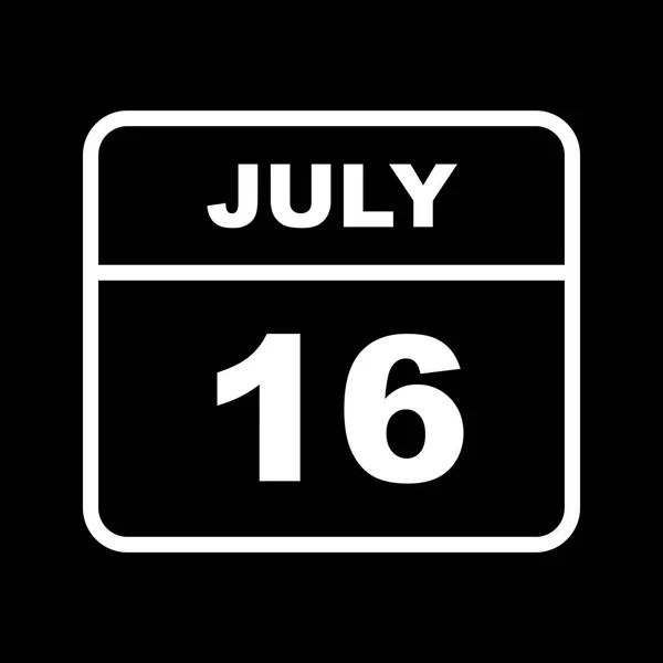 Július 16. dátum egy egynapos naptárban — Stock Fotó