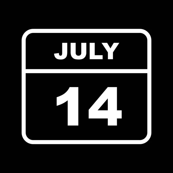 14 juillet Date sur un calendrier d'un seul jour — Photo