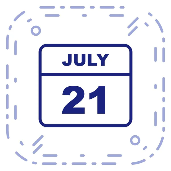 21 de julho Data em um calendário único dia — Fotografia de Stock