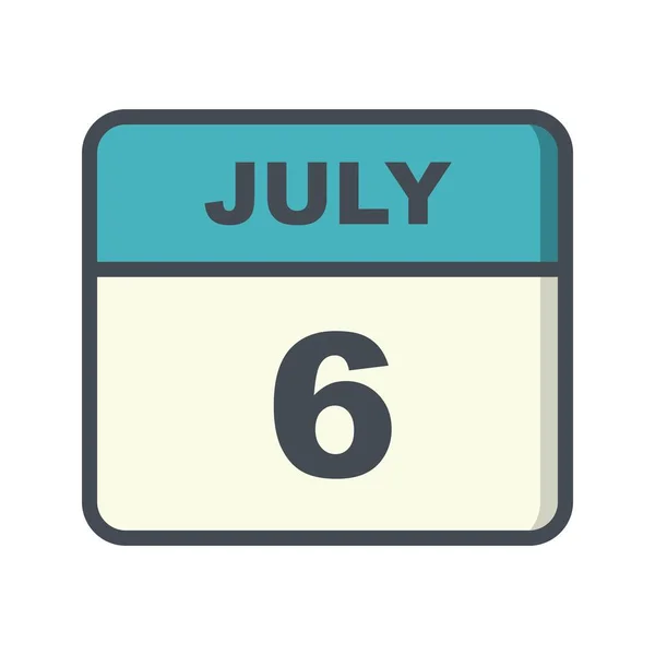 6 de julio Fecha en un calendario de un solo día — Foto de Stock