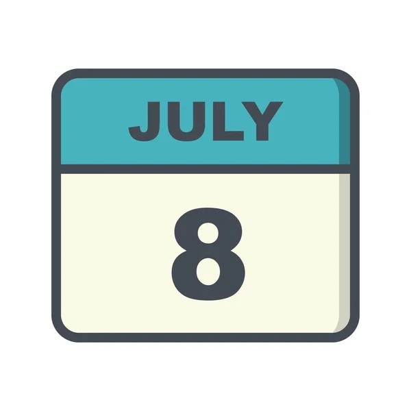 7月8日日日历上的日期 — 图库照片