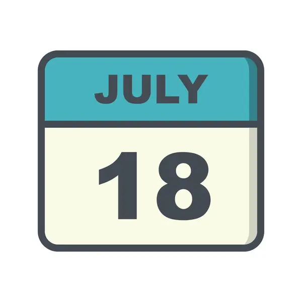 18 de julio Fecha en un calendario de un solo día —  Fotos de Stock