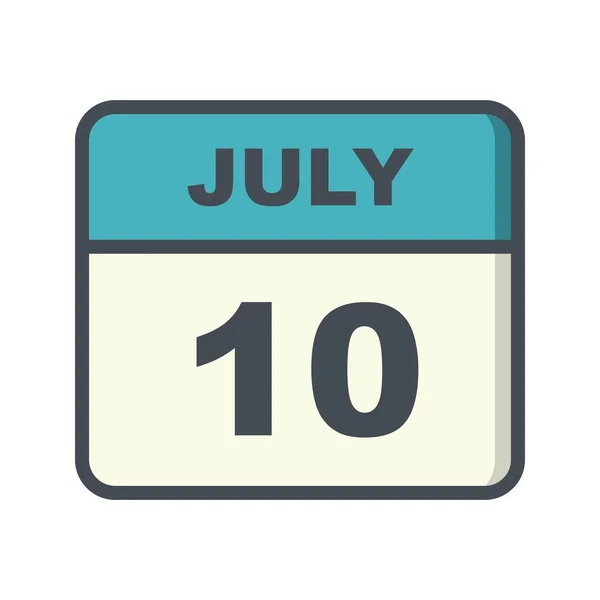 10 de julio Fecha en un calendario de un solo día — Foto de Stock