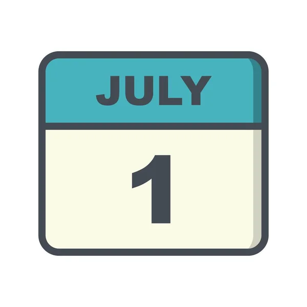 1 de julio Fecha en un calendario de un solo día — Foto de Stock