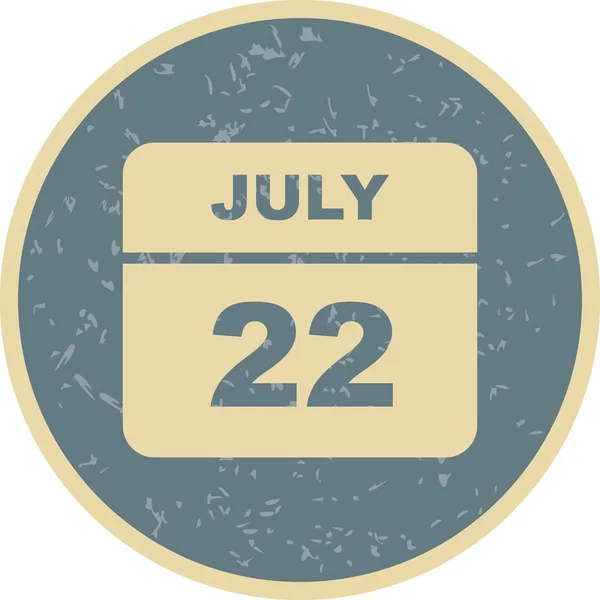 7月22日单日日历上的日期 — 图库照片