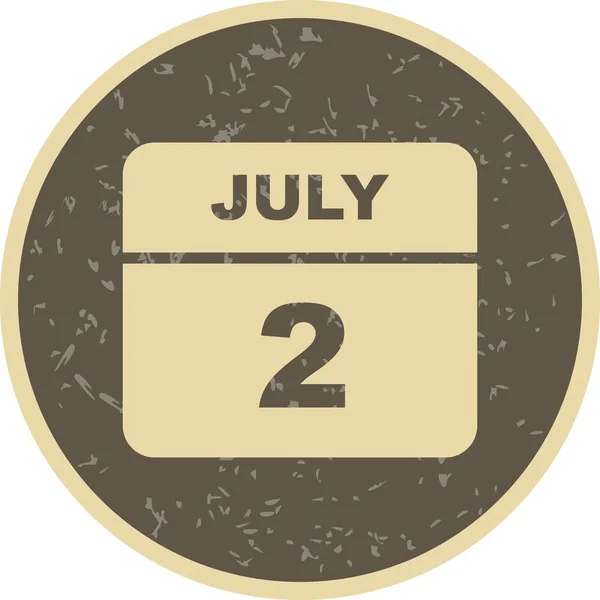 2 de julio Fecha en un calendario de un solo día — Foto de Stock