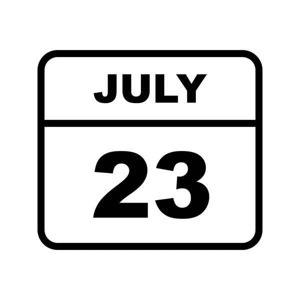 23 lipca Data w kalendarzu jednodniowe — Zdjęcie stockowe