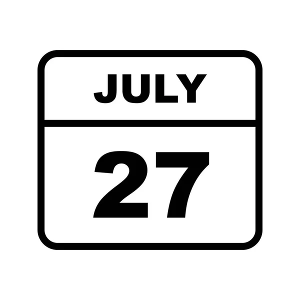 27 Luglio Data in un Calendario Unico Giorno — Foto Stock