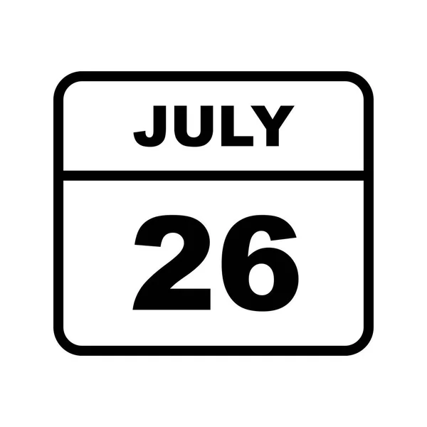 26 lipca Data w kalendarzu jednodniowe — Zdjęcie stockowe