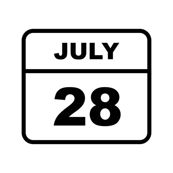 Дата 28 июля в календаре одного дня — стоковое фото