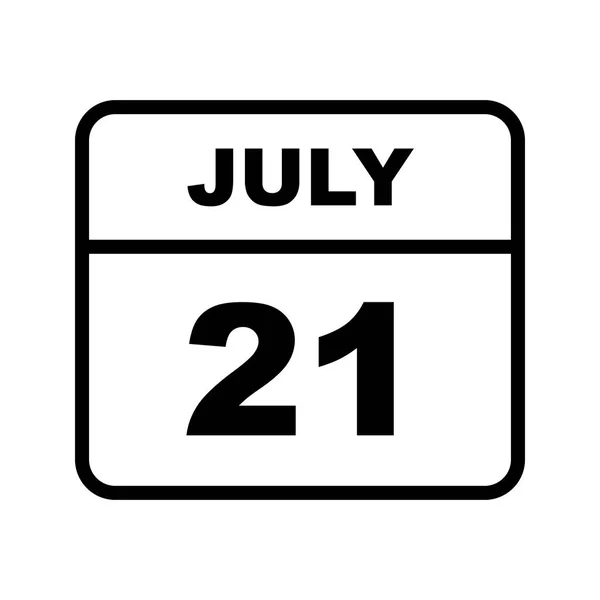 21. Juli Datum an einem einzigen Tag Kalender — Stockfoto
