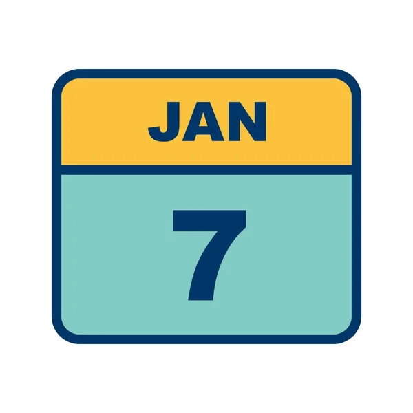 7 de enero Fecha en un calendario de un solo día — Foto de Stock