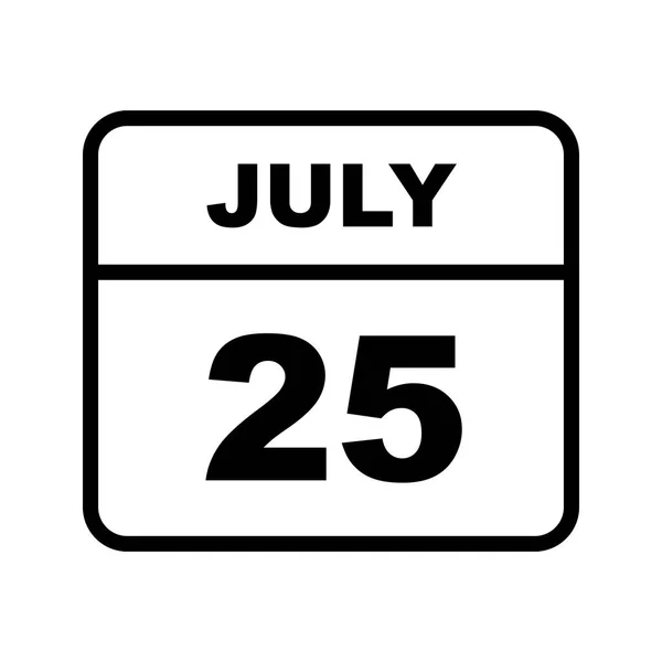 25 Temmuz tarih tek günlük takvim — Stok fotoğraf