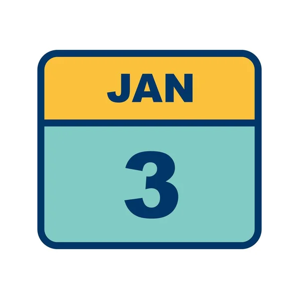 3 de enero Fecha en un calendario de un solo día — Foto de Stock