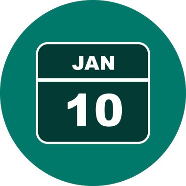 Ocak 10 tarih tek bir gün takvimi