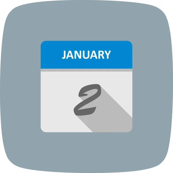 2 Gennaio Data su un Calendario Unico Giorno — Foto Stock