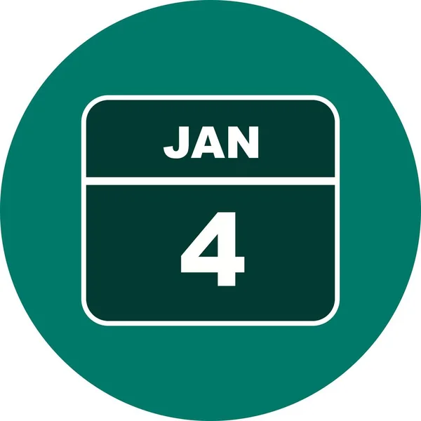 Data de 4 ianuarie într-un singur calendar de zi — Fotografie, imagine de stoc