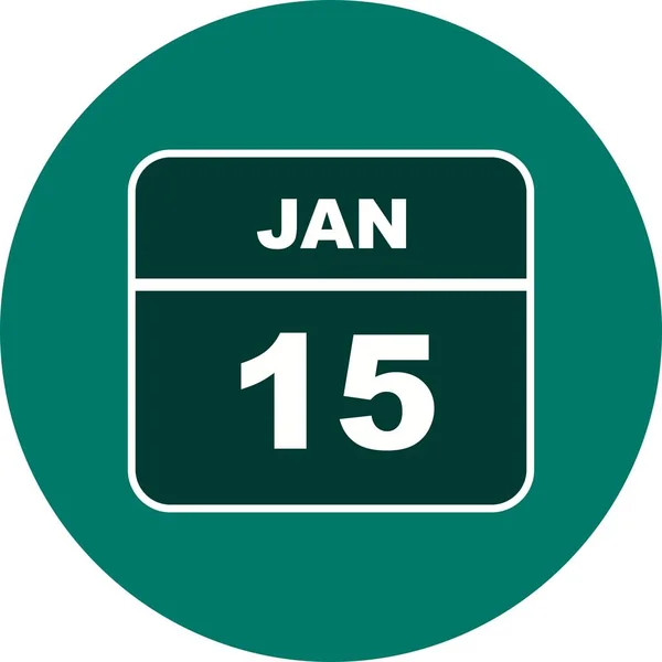 Datum 15. ledna v kalendáři jednoho dne — Stock fotografie